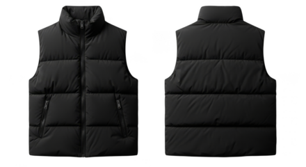 Black puffer vest front and back