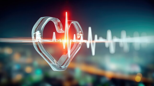 Heart health monitoring action medical technology digital environment futuristic viewpoint emotive concept for wellness promotion