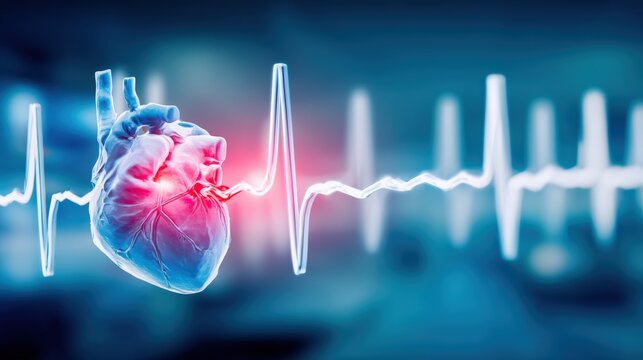 Heart health monitoring medical facility digital art clinical environment close-up view vital signs and technology integration - Powered by Adobe