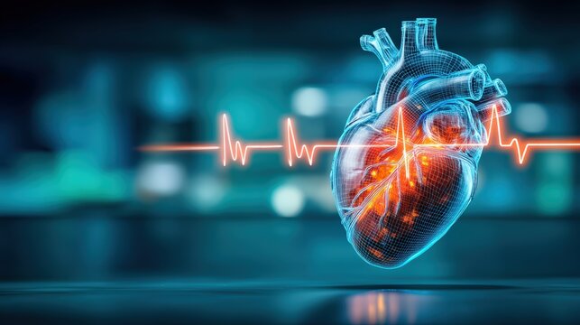 Innovative heart monitoring technology medical center digital health concept high-tech environment close-up view cardiovascular insights
