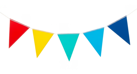Festive pennant string against black backdrop