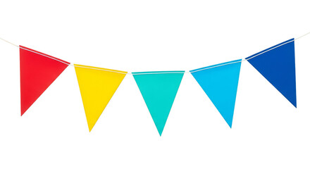 Festive triangular bunting against darkness