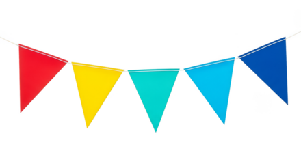 Festive triangular bunting against darkness