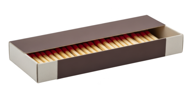 Full matchbox neatly aligned matches inside