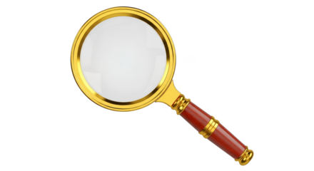 Golden magnifying glass for close examination