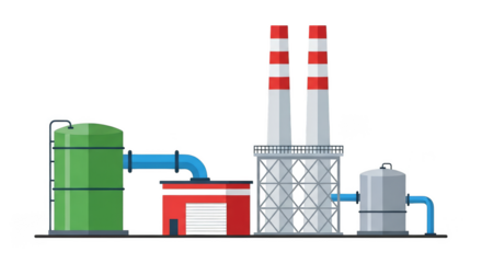 Industrial cartoon depiction of a power plant