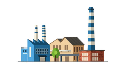 Obraz premium Industrial complex with striped chimneys