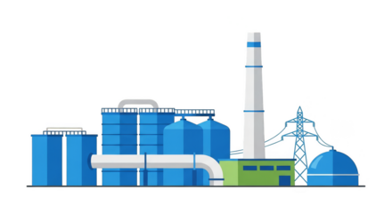 Industrial plant emitting power into the sky