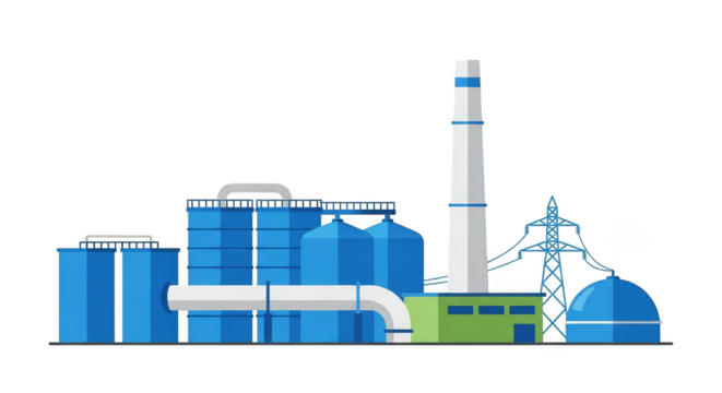 Industrial plant emitting power into the sky