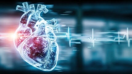 Obraz premium Heartbeat visualization medical science digital illustration healthcare environment close-up view human anatomy concept