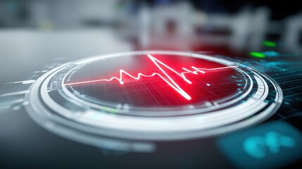 Heartbeat monitoring technology medical equipment digital visualization clinical environment close-up view health innovation
