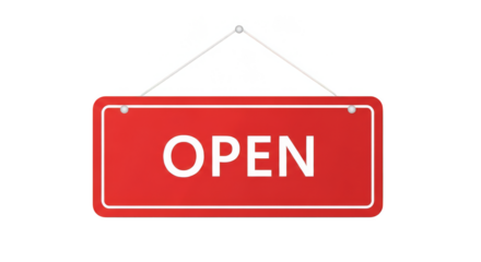 Vibrant Open sign hangs against darkness