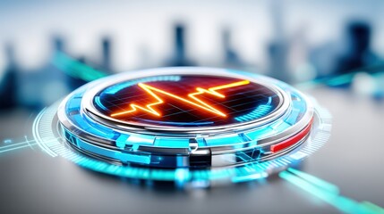 Dynamic health monitoring technology interface urban city digital graphic futuristic environment aerial view conceptual innovation