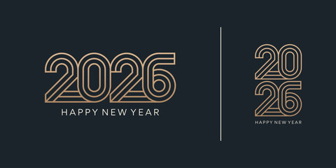2026 happy new year logo design. Trendy 2026 number design with golden concept.