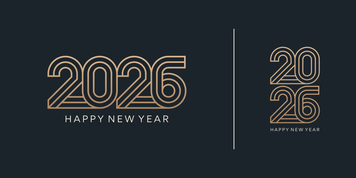 2026 happy new year logo design. Trendy 2026 number design with golden concept.