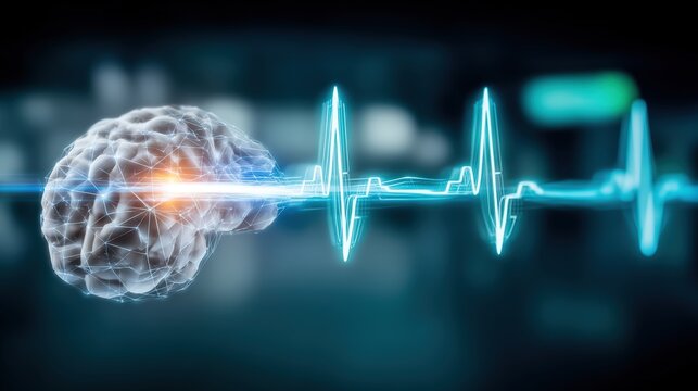 Innovative brain function visualization medical research lab digital art modern technology close-up perspective neurological insights