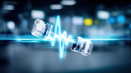 Dynamic fitness workout with smart dumbbells modern gym environment digital visualization fitness technology action shot