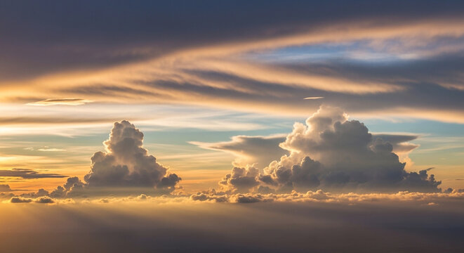 Epic Cloudscape View from Above at Sunrise or Sunset - Powered by Adobe