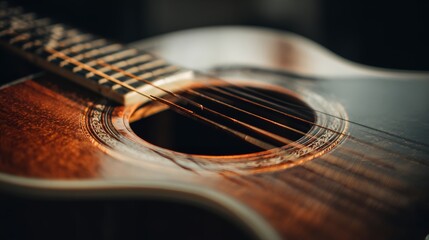 Fototapeta premium Guitar with a black background