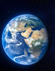 Obraz premium Beautiful rendering of planet Earth with oceans, continents and space