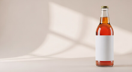 Modern Kombucha Bottle Mockup with Glowing Amber Tone and Simple Layout