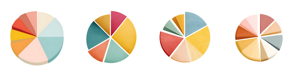 Obraz premium Pastel Pie Charts: Data Visualization Infographics Set