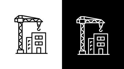 Construction Industry  White Icon Set Design