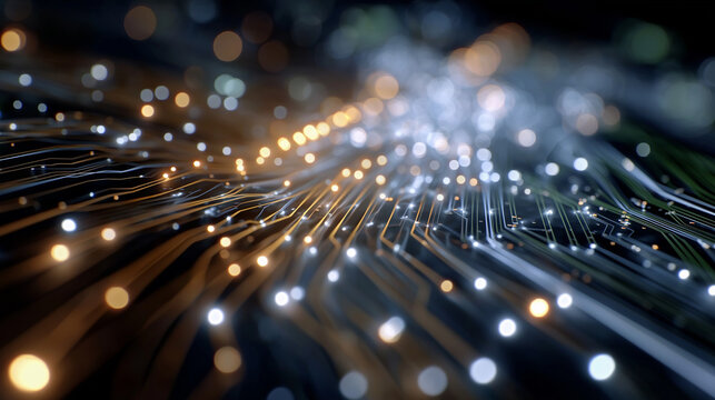 Digital Web: Illustrates the complex network of data in the digital age, a visual representation of connections, communications, and the flow of information. - Powered by Adobe