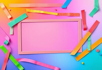 Colorful vector photo frames decorated with scotch tape strips Various shapes and sizes, design, border