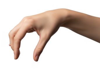 Caucasian Hand Gesture Pinch Pick Grab Isolated on Transparent Background