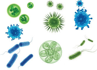 set of bacteria and virus