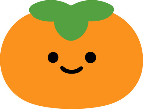 귀여운 단감 일러스트 아이콘, Cute Persimmon Illustration Icon, &Iacute;cono de Ilustraci&oacute;n de Caqui Linda, かわいいカキのイラストアイコン
