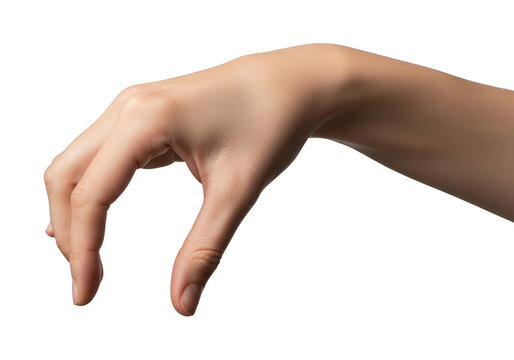 Caucasian Hand Gesture Pinch Pick Grab Isolated on Transparent Background