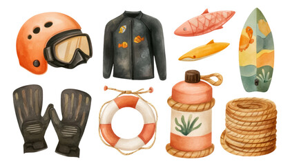 Colorful Water Sports Equipment and Accessories for Ocean Adventure Activities