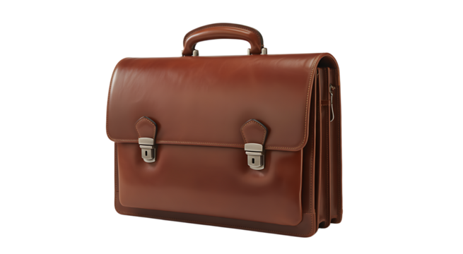 Isolated Brown Leather Briefcase 
