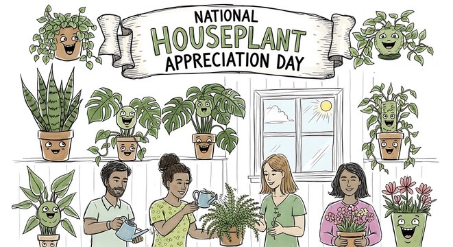 People celebrating National Houseplant Appreciation Day - Powered by Adobe