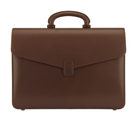 Stylish dark brown leather briefcase with a fold-over flap and concealed magnetic clasp. 
