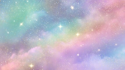 Fototapeta premium vintage glitter collage, fancy pastel background, chaotic holographic texture, iridescent gold dust, dreamy maximalist aesthetic, sequin sparkle, pastel galaxy, cosmic fantasy, glitter storm
