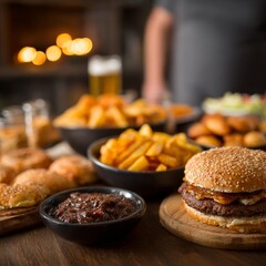 Loaded Burger And Fries Dinner Feast