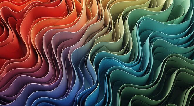 Abstract Wavy Layers of Color: A Gradient of Red to Green