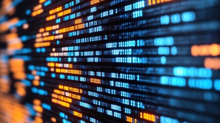 Abstract digital data stream of binary numbers.