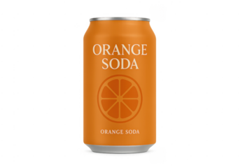 Orange soda aluminum drink can with fruit logo