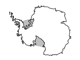 南極大陸の地図（白地図）棚氷表示あり
