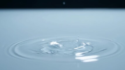 Mesmerizing slow motion water droplets falling and creating ripples and splash - Powered by Adobe