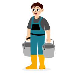 Agricultural worker. Farmers Characters Harvesting on Farm. Farming, harvesting, collecting vegetables. Diverse people, man and woman farm workers cartoon character set with different occupation. 