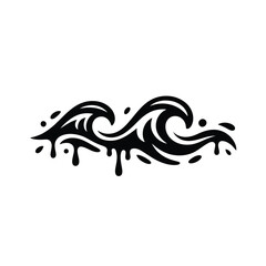 Stylized black wave design with dripping effect