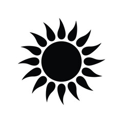 Stylized black silhouette of a sun with jagged rays
