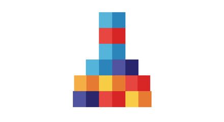 Colorful pixelated tower design representing abstract digital art.