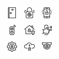 Smart Home Security and IoT Biometric Icons