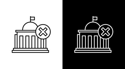 Closed Government Building  White Icon Set Design